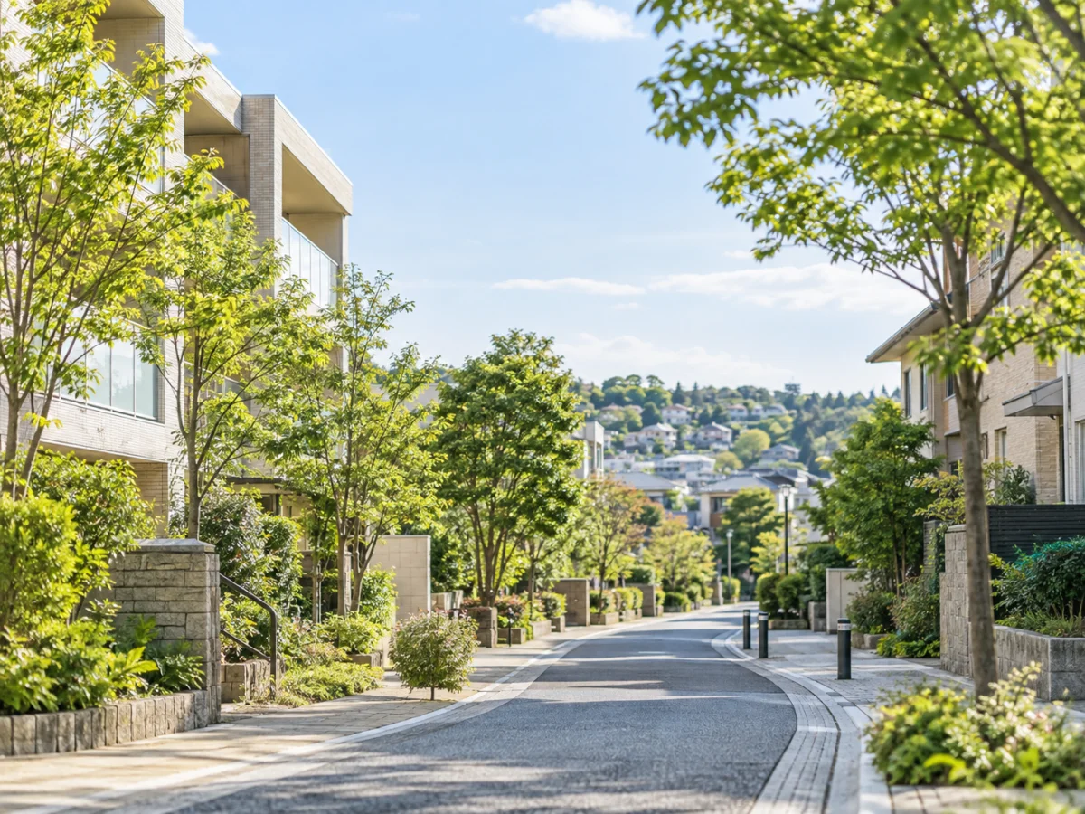 駅と住宅街が近接する地域の風景